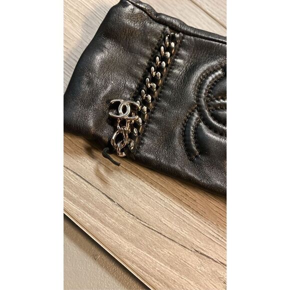 Vintage Chanel Women’s Authentic Leather Chain Gloves Black Size 7 - Picture 11 of 13